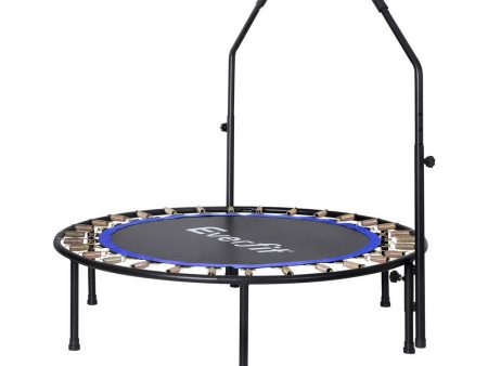 Everfit 48inch Round Fitness Trampoline Rebounder Adjustable Handrail Blue Hot on Sale