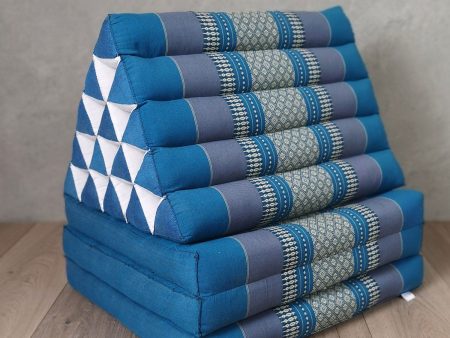 Jumbo Thai Triangle Pillow THREE FOLDS BLUE Hot on Sale