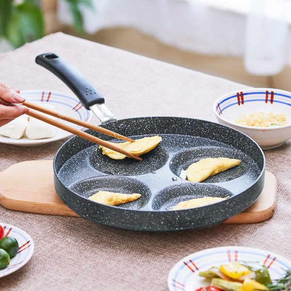 Justcook 24cm 4 Mold Non-Stick Egg Cooker Frying Pan - Black | Black Non-Stick Egg Cooker Pan on Sale