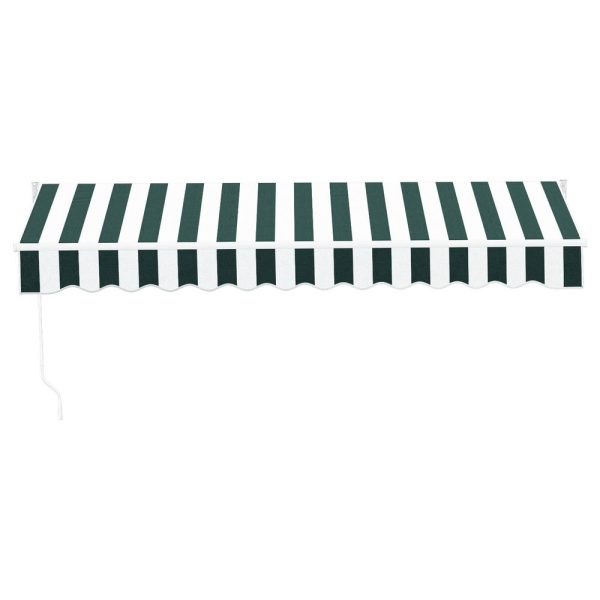 Instahut Retractable Folding Arm Awning Manual Sunshade 3Mx2.5M Green White Discount