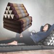 Large Thai Triangle Pillow THREE FOLDS Brown Cheap