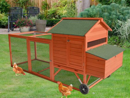 248 cm XL Chicken Coop Rabbit Hutch Ferret Hen Guinea Pig House | With Wheels Online now