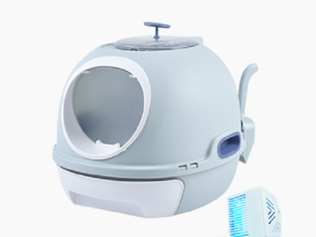 Cat Toilet Litter Box with Sky Window & Photocatalyst Purifier (Blue) Hot on Sale