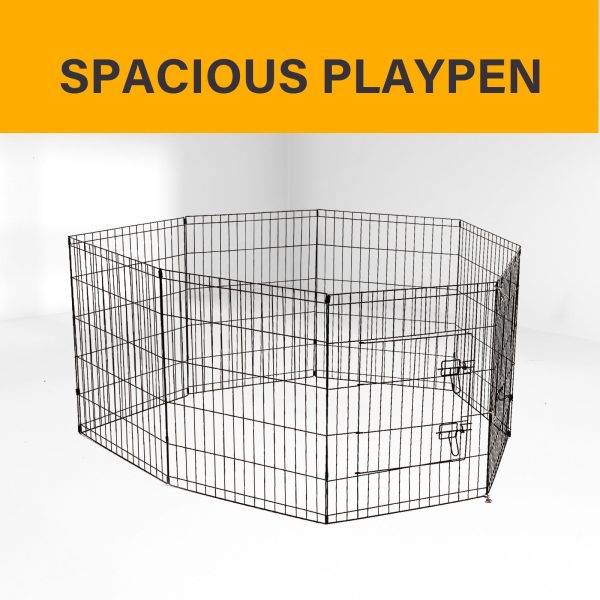 4Paws 8 Panel Playpen | Puppy Exercise Fence Cage | Black | Available in Various Sizes Online