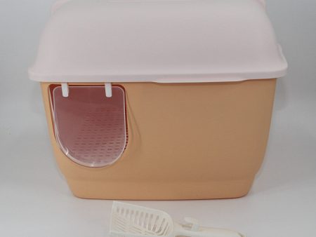 XL Hooded Cat Toilet Litter Box | Brown | Handle and Scoop Included Hot on Sale