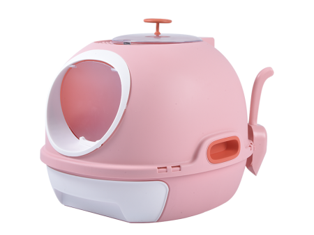 Hooded Cat Toilet Litter Box Tray House | With Drawer & Scoop, Pink For Discount