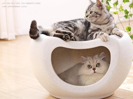 Cat Kitten Bed Cave | Small Dog House Kennel (White) Online Sale