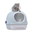 Hooded Cat Toilet Litter Box Tray House | With Drawer & Scoop, Blue Supply