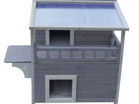 2-Story Outdoor Cat Shelter Condo with Escape Door Fashion