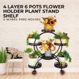 NOVEDEN 4 Layer 6 Pots Flower Holder Plant Stand Shelf with 4-Wheel (Black) NE-PSD-100-JZ Supply